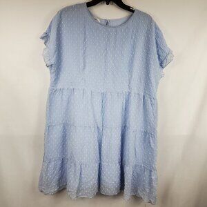 Angashion Light Blue Tiered Swiss Dot Slvless Womens Mini Dress Sz XL NWT
